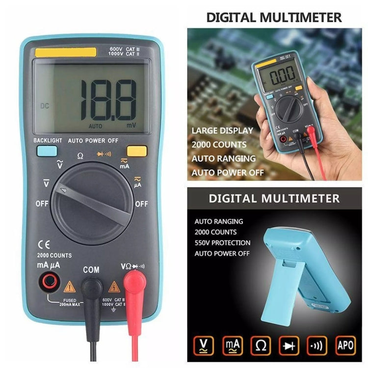 ZT98 CAT III  600V Portable Digital Multimeter 2000 Counts Back-light AC / DC Current Voltage Tester Meter with LCD Screen & Holder - Consumer Electronics by buy2fix | Online Shopping UK | buy2fix