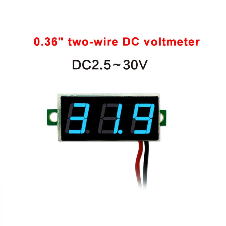 10 PCS 0.36 inch 2 Wires Digital Voltage Meter, Color Light Display, Measure Voltage: DC 2.5-30V (Blue) - Consumer Electronics by buy2fix | Online Shopping UK | buy2fix