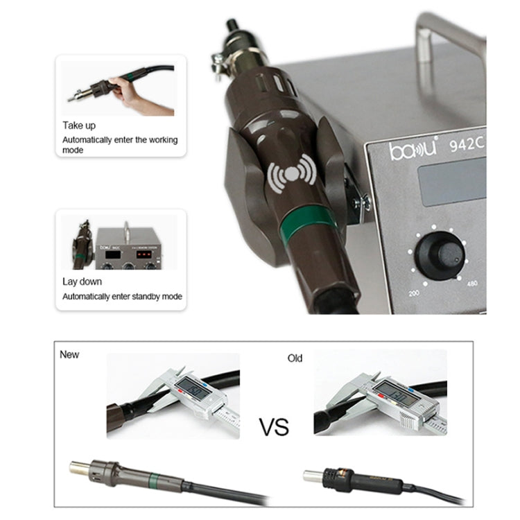 BAKU BA-942C 220V 1000W 2 in 1 Digital Display Adjustable Temperature Hot Air Gun Set, EU Plug - Electric Soldering Iron by BAKU | Online Shopping UK | buy2fix