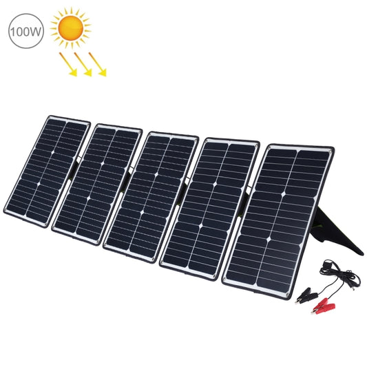 HAWEEL 5 PCS 20W Monocrystalline Silicon Solar Power Panel Charger, with USB Port & Holder & Tiger Clip, Support QC3.0 and AFC(Black) - Charger by HAWEEL | Online Shopping UK | buy2fix