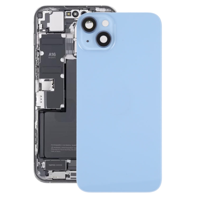 Glass Battery Back Cover with Holder for iPhone 14 Plus(Blue) -  by buy2fix | Online Shopping UK | buy2fix