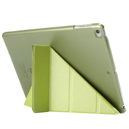 For iPad 9.7 (2018) & iPad 9.7 (2017) & iPad Air Silk Texture Horizontal Deformation Flip Leather Case with Three-folding Holder(Green) - Apple Accessories by buy2fix | Online Shopping UK | buy2fix