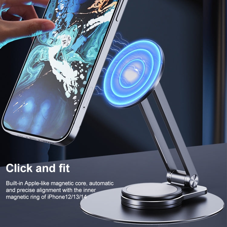 LK-T639 360 Degree Rotatable Foldable Magnetic Aluminum Alloy Desktop Phone Holder (Black) - Desktop Holder by buy2fix | Online Shopping UK | buy2fix