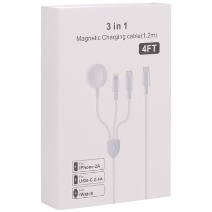 3 in 1 USB-C / Type-C to 8 Pin + USB-C / Type-C + Magnetic Watch Wireless Charger Data Cable, Cable Length: 1.2m - Multifunction Cable by buy2fix | Online Shopping UK | buy2fix