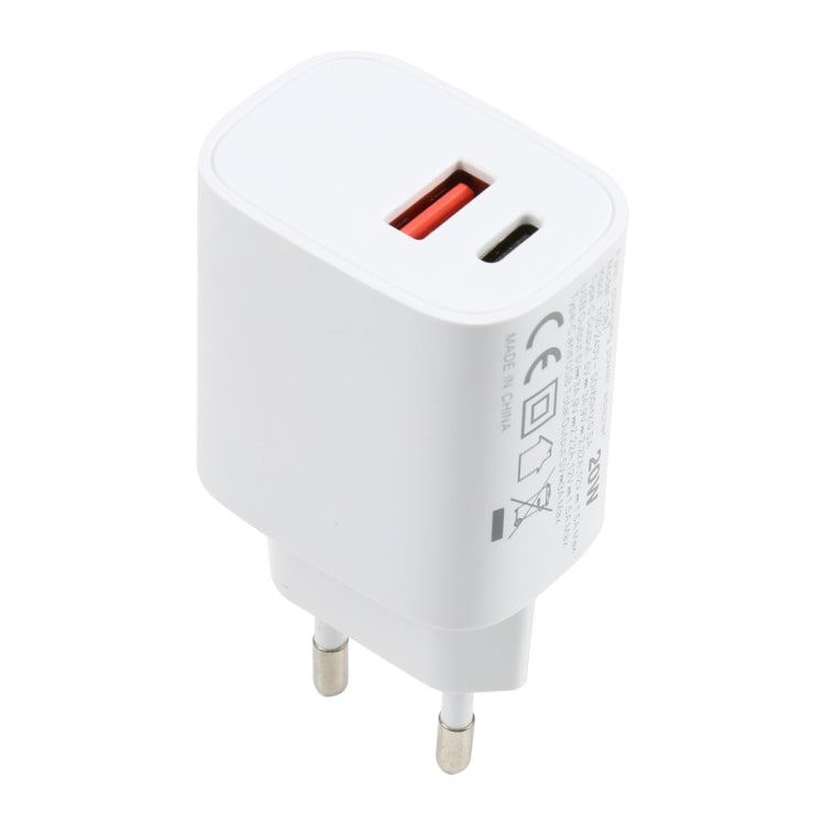 T087 20W USB-C / Type-C + USB Ports Fast Charging Travel Charger, EU Plug - USB Charger by buy2fix | Online Shopping UK | buy2fix