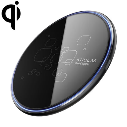 KUULAA KL-CD14 15W Round Shape Ultra-thin Wireless Charger (Black) - Wireless Charger by KUULAA | Online Shopping UK | buy2fix