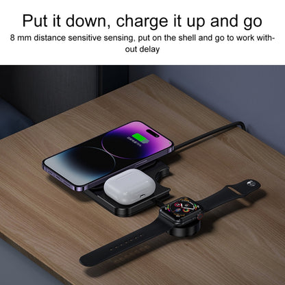 USAMS US-CD190 15W 3 in 1 Multifunctional Desktop Wireless Charger(Black) - Multifunction Charger by USAMS | Online Shopping UK | buy2fix