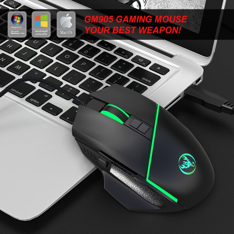 HXSJ A876 Wired Mouse Colorful Synchronous Light Emission 6400dpi Adjustable Light Gaming Mouse, Length: 150cm - Wired Mice by HXSJ | Online Shopping UK | buy2fix