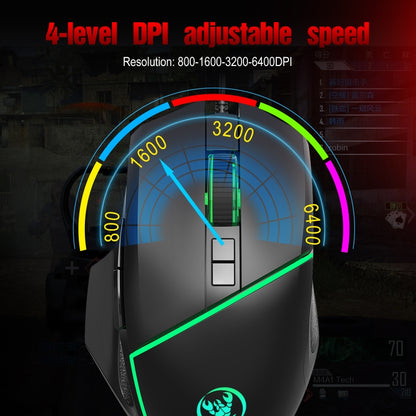 HXSJ A876 Wired Mouse Colorful Synchronous Light Emission 6400dpi Adjustable Light Gaming Mouse, Length: 150cm - Wired Mice by HXSJ | Online Shopping UK | buy2fix