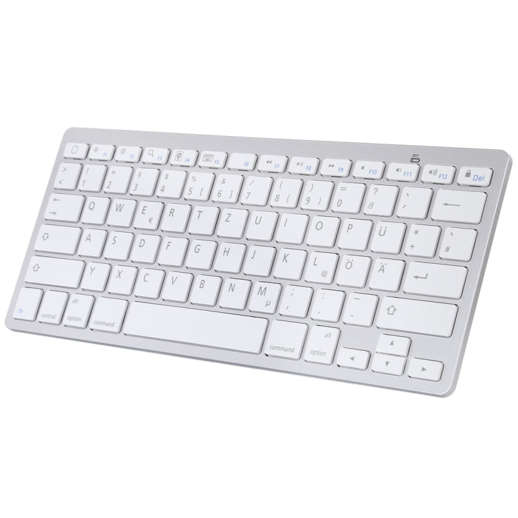 WB-8022 Ultra-thin Wireless Bluetooth Keyboard for iPad, Samsung, Huawei, Xiaomi, Tablet PCs or Smartphones, German Keys(Silver) - Computer & Networking by buy2fix | Online Shopping UK | buy2fix