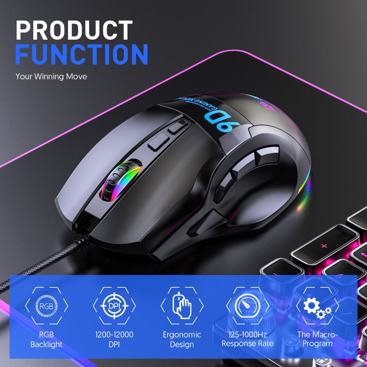 MKESPN X10 9-Buttons RGB Wired Full Speed Macro Definition Gaming Mouse - Wired Mice by MKESPN | Online Shopping UK | buy2fix