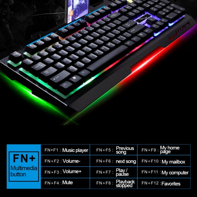 ZGB G700 104 Keys USB Wired Mechanical Feel Glowing Metal Panel Suspension Gaming Keyboard with Phone Holder(Gold) - Wired Keyboard by buy2fix | Online Shopping UK | buy2fix