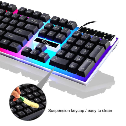 Chasing Leopard G21 USB 104-keys Waterproof Floating Round Punk Keycap Colorful Backlight Mechanical Feel Wired Keyboard, Length: 1.3m(White) - Wired Keyboard by buy2fix | Online Shopping UK | buy2fix