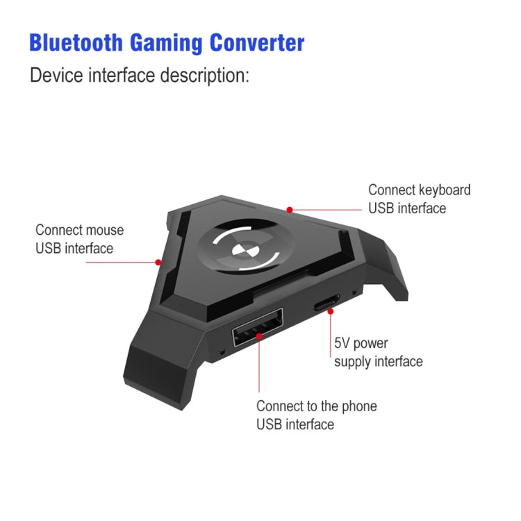 HXSJ P5 Bluetooth 4.1 Keyboard Mouse Bluetooth Gaming Converter, Can Not Be Pressed Version(Black) - Converter & Adapter by HXSJ | Online Shopping UK | buy2fix