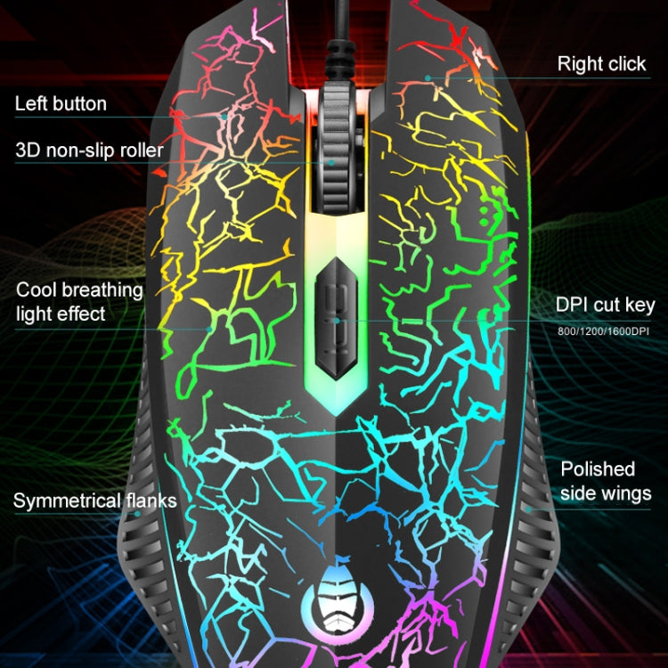 SHIPADOO D620 104-key Wired RGB Color Cracked Backlight Gaming Keyboard Mouse Kit for Laptop, PC - Wired Keyboard by SHIPADOO | Online Shopping UK | buy2fix