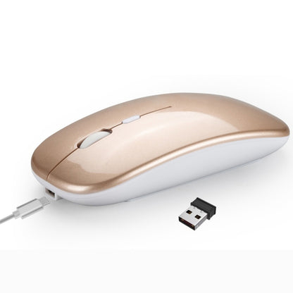 HXSJ M90 2.4GHz Ultrathin Mute Rechargeable Dual Mode Wireless Bluetooth Notebook PC Mouse (Gold) - Wireless Mice by HXSJ | Online Shopping UK | buy2fix