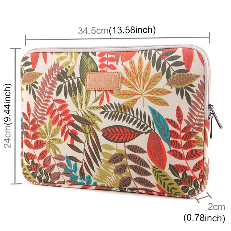 Lisen 13 inch Sleeve Case Colorful Leaves Zipper Briefcase Carrying Bag for Macbook, Samsung, Lenovo, Sony, DELL Alienware, CHUWI, ASUS, HP, 13 inch and Below Laptops(White) - 13.3 inch by buy2fix | Online Shopping UK | buy2fix