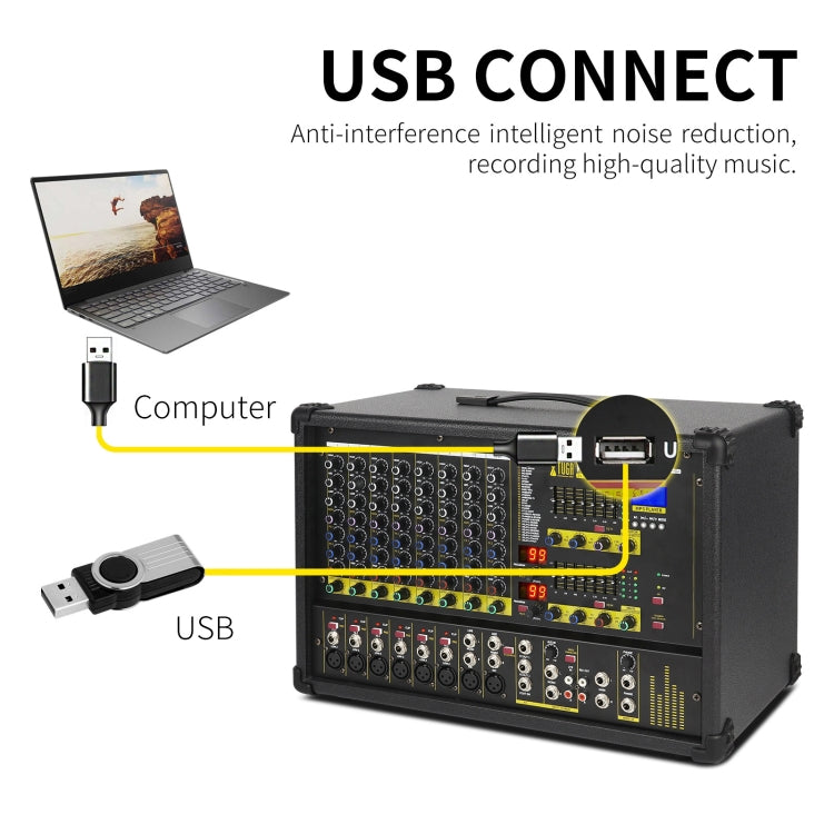 XTUGA PM1202 900W 10 Channel Stage Power Mixer 24Bit Multil-FX Processor Dual 99 DSP Effect DJ Amplifier (UK Plug) - Live Sound Effects Processors by XTUGA | Online Shopping UK | buy2fix