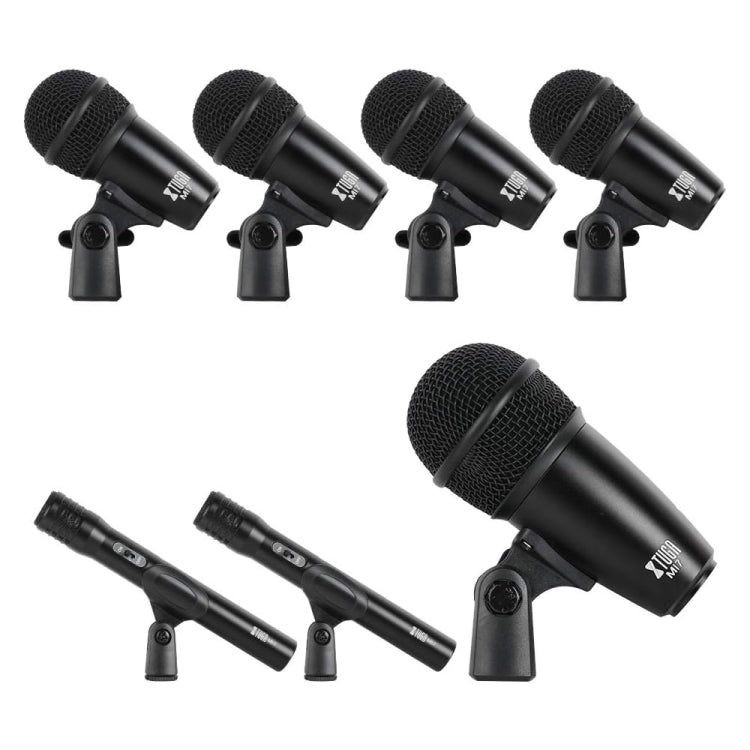 XTUGA MI7-A 7-Piece Wired Dynamic Drum Mic Kit Kick Bass Tom/Snare Cymbals Microphone Set - Microphone by XTUGA | Online Shopping UK | buy2fix