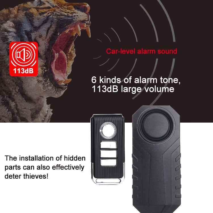 KS-SF22R IP55 Waterproof Wireless 113dB Vibration Burglar Sensor Alarm with Remote Control for Vehicle / Bicycle / Electric Bicycle - Security Alarm System by buy2fix | Online Shopping UK | buy2fix
