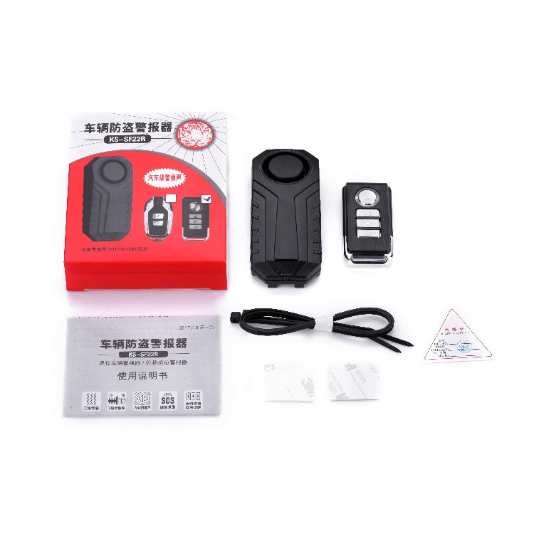 KS-SF22R IP55 Waterproof Wireless 113dB Vibration Burglar Sensor Alarm with Remote Control for Vehicle / Bicycle / Electric Bicycle - Security Alarm System by buy2fix | Online Shopping UK | buy2fix