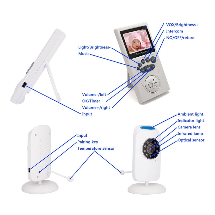 WLSES GB101 2.4 inch Wireless Surveillance Camera Baby Monitor, UK Plug - Security by buy2fix | Online Shopping UK | buy2fix