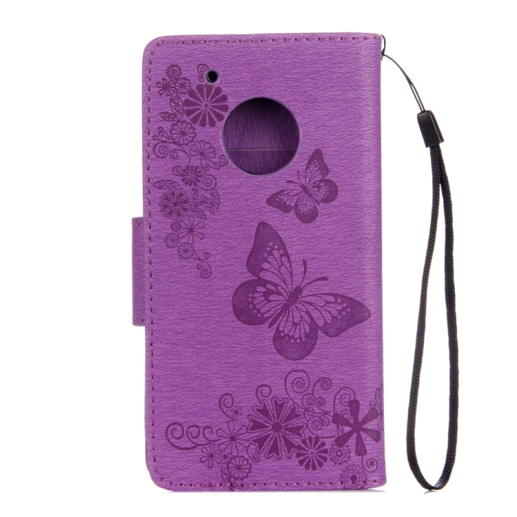 For Motorola Moto G5 Plus Pressed Flowers Butterfly Pattern Horizontal Flip Leather Case with Holder & Card Slots & Wallet(Purple) - Motorola Cases by buy2fix | Online Shopping UK | buy2fix