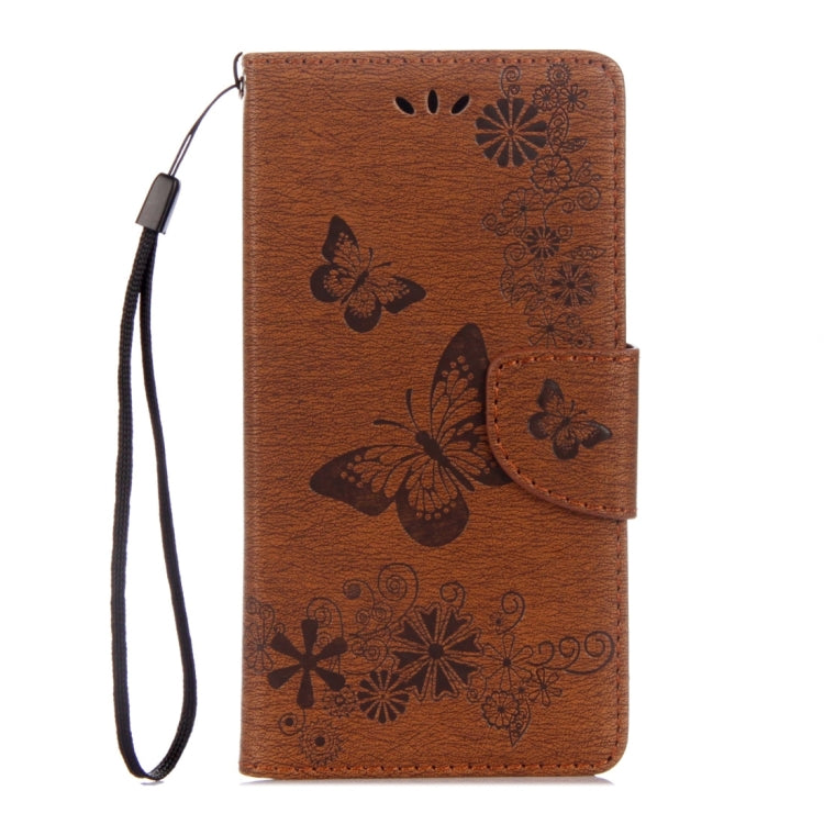 For Motorola Moto G5 Plus Pressed Flowers Butterfly Pattern Horizontal Flip Leather Case with Holder & Card Slots & Wallet(Brown) - Motorola Cases by buy2fix | Online Shopping UK | buy2fix