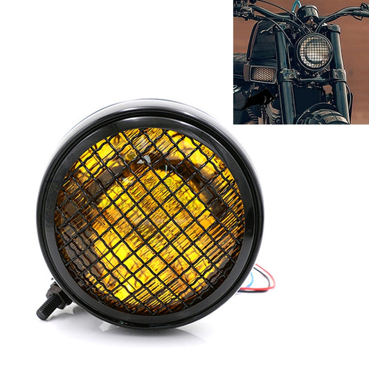 Motorcycle Black Shell Harley Headlight Retro Lamp LED Light Modification Accessories (Yellow) - Headlights by buy2fix | Online Shopping UK | buy2fix