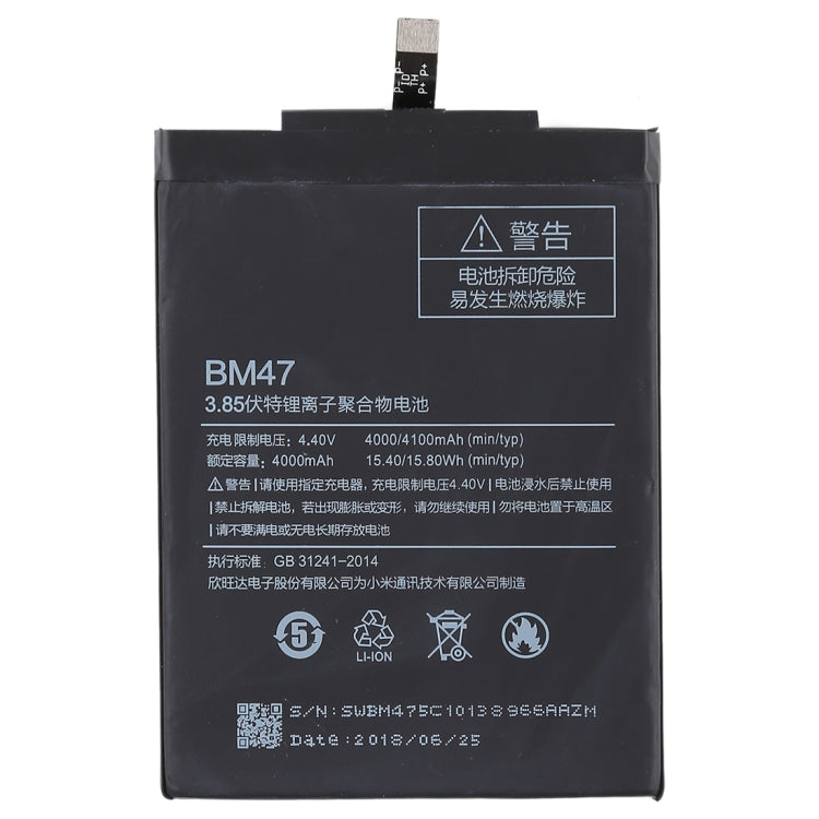 4000mAh BM47 for Xiaomi Redmi 3 Li-Polymer Battery - For Xiaomi by buy2fix | Online Shopping UK | buy2fix