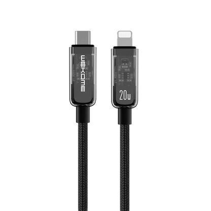 WK WDC-181 PD 20W Pioneer Series USB-C/Type-C to 8 Pin Transparent Fast Charge Data Cable, Length:1m (Black) - 2 in 1 Cable by WK | Online Shopping UK | buy2fix