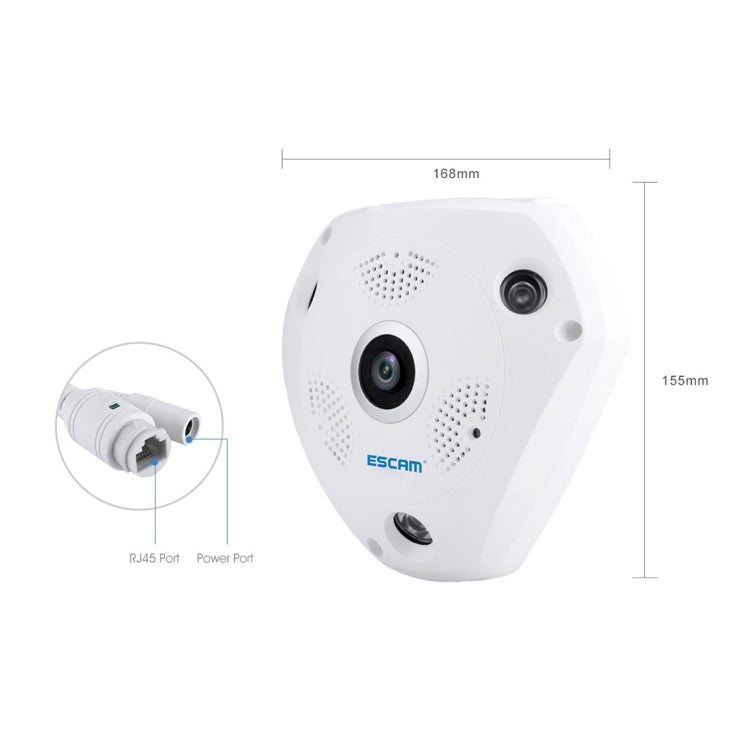 ESCAM Shark QP180 960P 360 Degrees Fisheye Lens 1.3MP WiFi IP Camera, Support Motion Detection / Night Vision, IR Distance: 10m - Security by ESCAM | Online Shopping UK | buy2fix