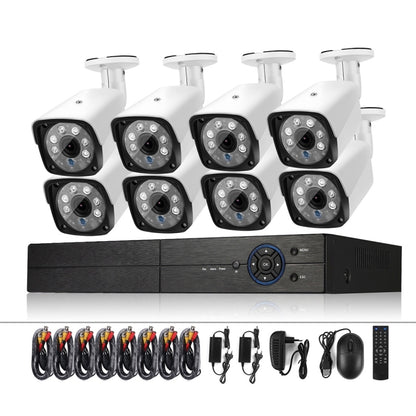 A8B3 / Kit 8CH 1080N Surveillance DVR System and 720P 1.0MP HD Weatherproof Bullet Camera, Support Infrared Night Vision & P2P & Phone Remote Monitor(White) - Security by buy2fix | Online Shopping UK | buy2fix