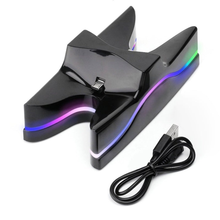Special UFO Shape 2 x USB Charging Dock Station Stand / Controller Charging Stand for PS4 Playstation 4  with Multi Colors LED(Black) - Toys & Hobbies by buy2fix | Online Shopping UK | buy2fix