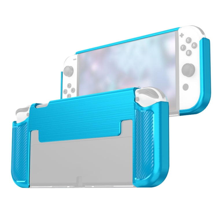 Carbon Fiber TPU Shockproof Protective Case For Nintendo Switch OLED(Blue) - Cases by buy2fix | Online Shopping UK | buy2fix