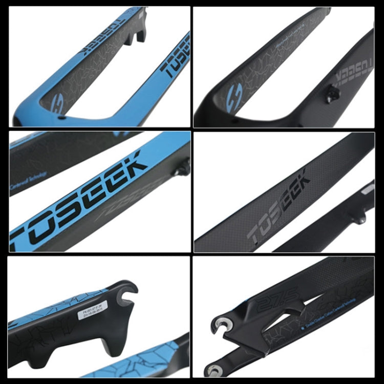 TOSEEK Ultra Light 26 Inch 385mm Mountain Bike Full Carbon Front Fork Straight Tube Disc Brake(Blue) - Front Fork by TOSEEK | Online Shopping UK | buy2fix