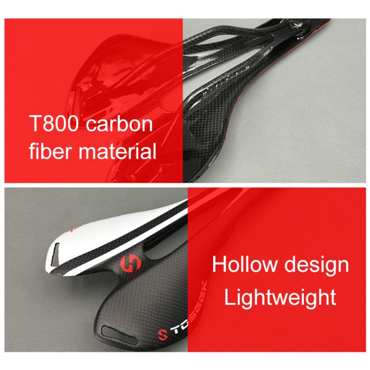 TOSEEK Road Bike Carbon Fiber Seat Bicycle Hollow Seat Saddle, 3K Texture + Light (Green) - Outdoor & Sports by TOSEEK | Online Shopping UK | buy2fix