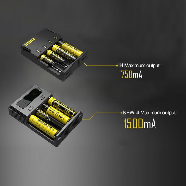 Nitecore NEW i4 Intelligent Digi Smart Charger with LED Indicator for 14500, 16340 (RCR123), 18650, 22650, 26650, Ni-MH and Ni-Cd (AA, AAA) Battery - Consumer Electronics by buy2fix | Online Shopping UK | buy2fix