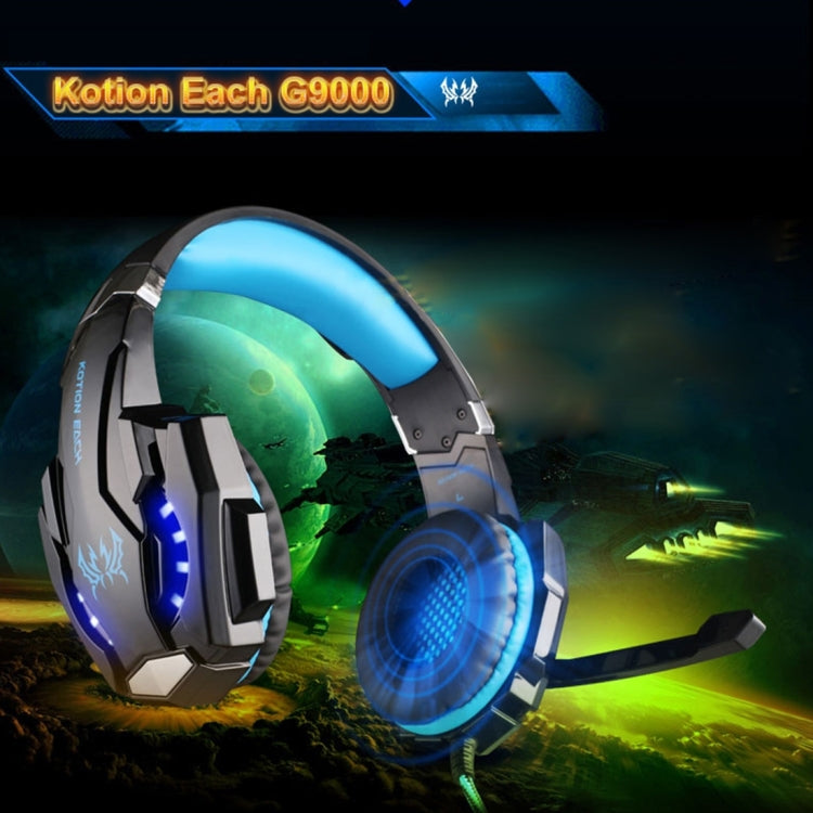 KOTION EACH G9000 3.5mm Game Gaming Headphone Headset Earphone Headband with Microphone LED Light for Laptop / Tablet / Mobile Phones,Cable Length: About 2.2m(Black Red) - Multimedia Headset by KOTION EACH | Online Shopping UK | buy2fix