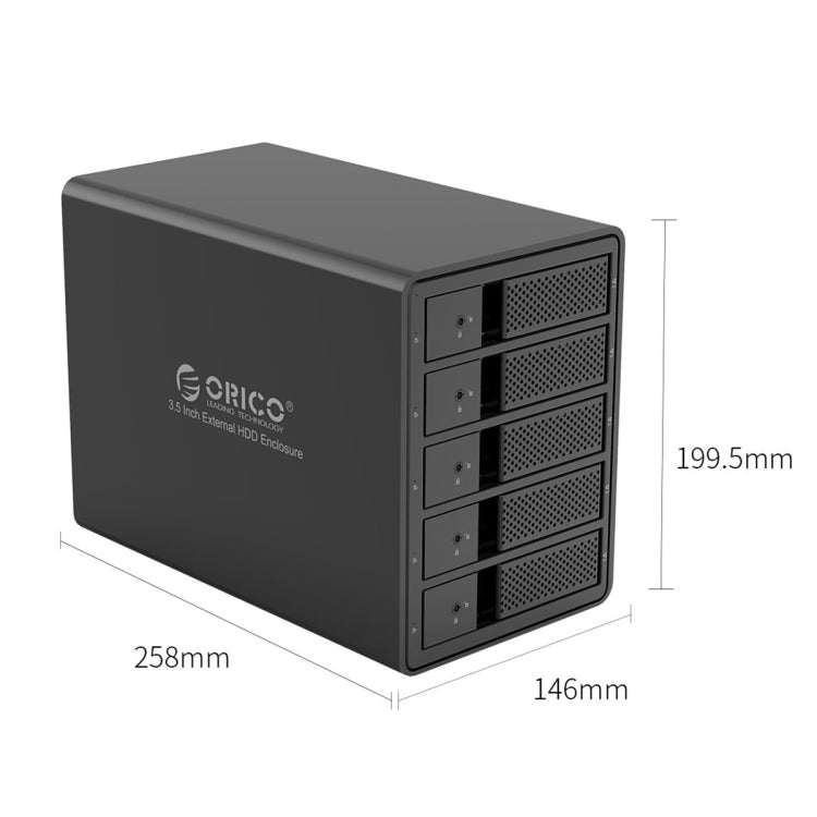 ORICO 9558U3 5-bay USB 3.0 Type-B Aluminum 3.5 inch SSD / SATA HDD Enclosure Storage Hard Disk Box for Laptop Computer Desktop PC(Black) -  by ORICO | Online Shopping UK | buy2fix