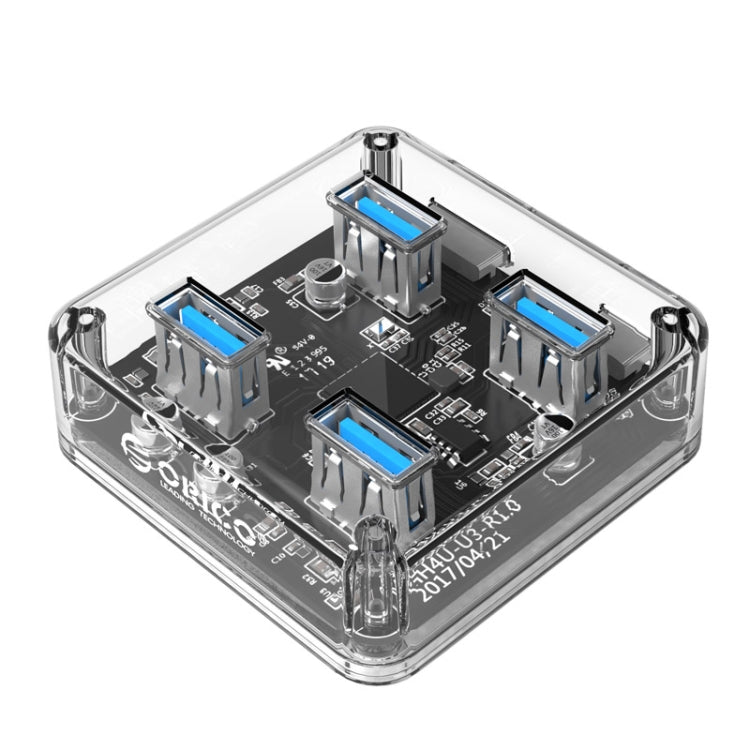 ORICO MH4U-30 USB 3.0 Transparent Desktop HUB with 30cm Micro USB Cable - USB 3.0 HUB by ORICO | Online Shopping UK | buy2fix