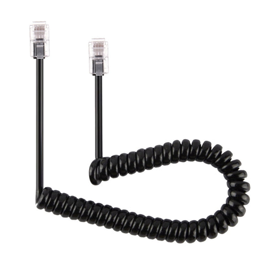 4 Core Male to Male RJ11 Spring Style Telephone Extension Coil Cable Cord Cable, Stretch Length: 2m(Black) - Computer & Networking by buy2fix | Online Shopping UK | buy2fix