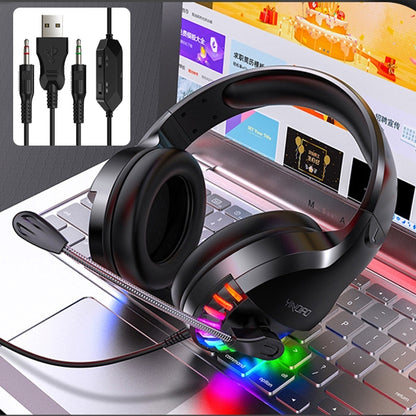 YINDIAO Q2 Head-mounted Wired Gaming Headset with Microphone, Version: Dual 3.5mm + USB(Black) - Multimedia Headset by YINDIAO | Online Shopping UK | buy2fix