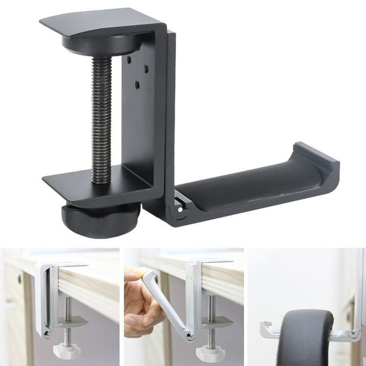 Desktop Lock Clip Type Metal Foldable Headset Stand Display Hanger(Black) - Apple Accessories by buy2fix | Online Shopping UK | buy2fix