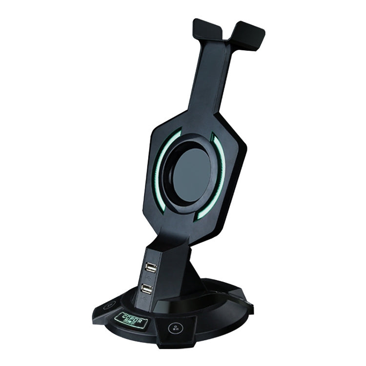 R-008-02 Luminous Integrated Mecha-shaped Headset Holder with Dual USB Ports & Computer Switch - Apple Accessories by buy2fix | Online Shopping UK | buy2fix