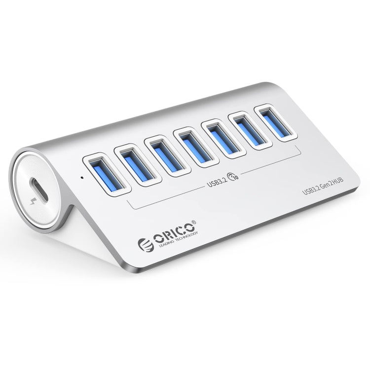 ORICO M3U7-G2 Aluminum Alloy 7-Port USB 3.2 Gen2 10Gbps HUB with 0.5m Cable (Silver) - USB 3.0 HUB by ORICO | Online Shopping UK | buy2fix