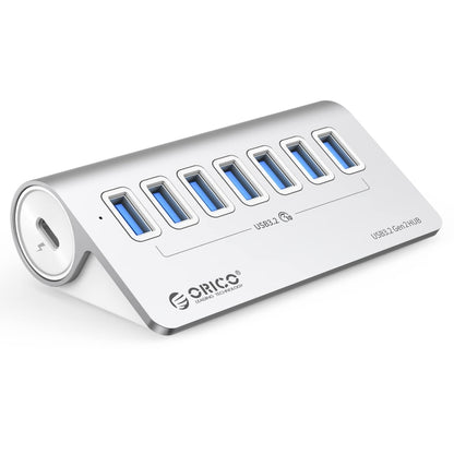 ORICO M3U7-G2 Aluminum Alloy 7-Port USB 3.2 Gen2 10Gbps HUB with 0.5m Cable (Silver) - USB 3.0 HUB by ORICO | Online Shopping UK | buy2fix