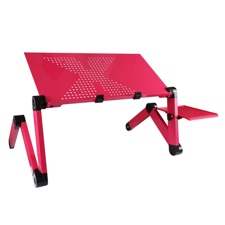 Portable 360 Degree Adjustable Foldable Aluminium Alloy Desk Stand with Mouse Pad for Laptop / Notebook, without CPU Fans(Magenta) - Computer & Networking by buy2fix | Online Shopping UK | buy2fix