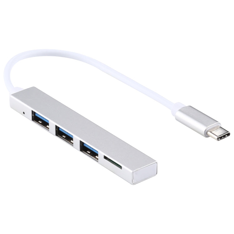 T-818 TF + 3 x USB 3.0 to USB-C / Type-C HUB Adapter (Silver) - Computer & Networking by buy2fix | Online Shopping UK | buy2fix