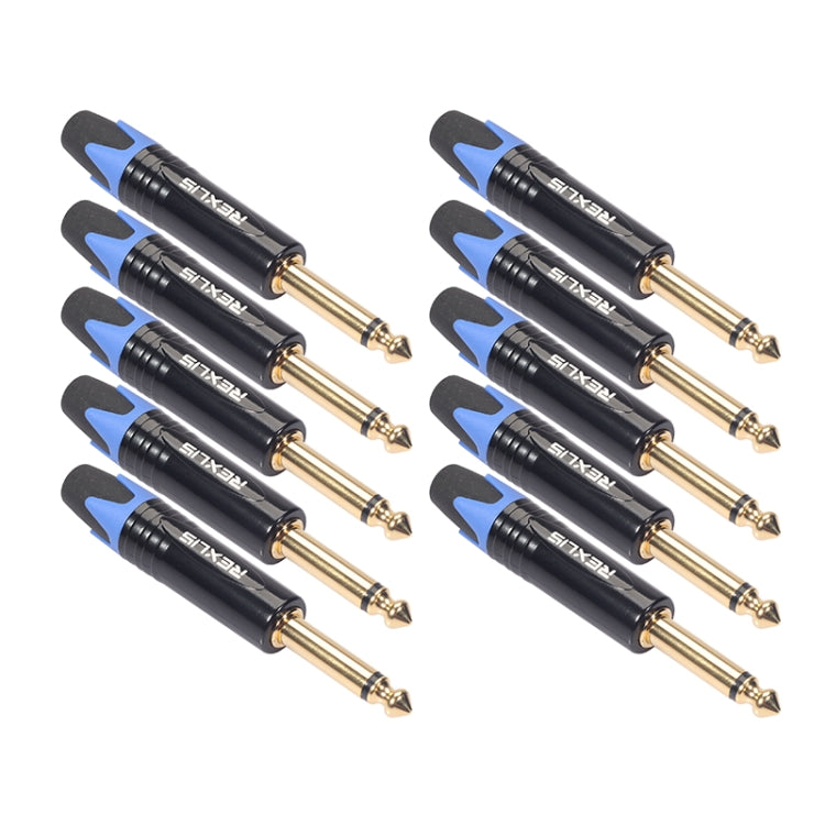 10 PCS TC202 6.35mm Gold-plated Mono Sound Welding Audio Adapter Plug(Blue) - Consumer Electronics by buy2fix | Online Shopping UK | buy2fix